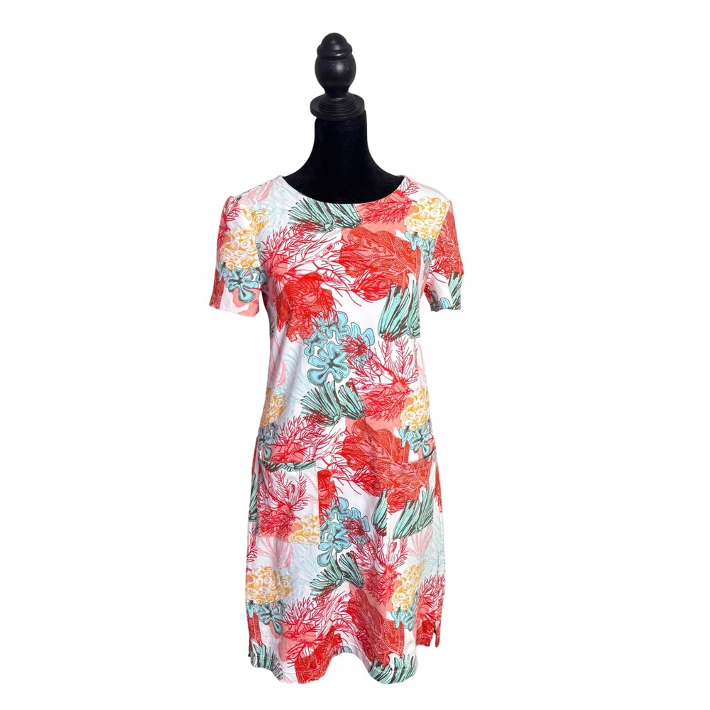Persifor Carter Shift Dress Size S Stretch Knit Tropical Resortwear Preppy